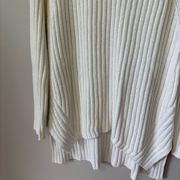 Eileen Fisher Linen and Cotton Ribbed Sweater Ivory L - Picture 3 of 7